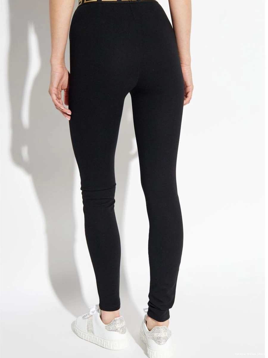 Affordable Women leggings Versace Greca-waistband high-waist 0405